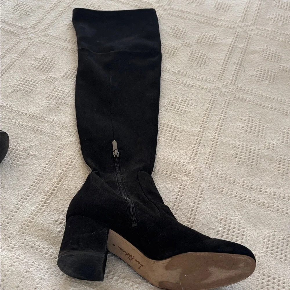 Sam Edelman Varona Black Suede Over the‎ Knee Block Heel Thigh High Boots Size 9